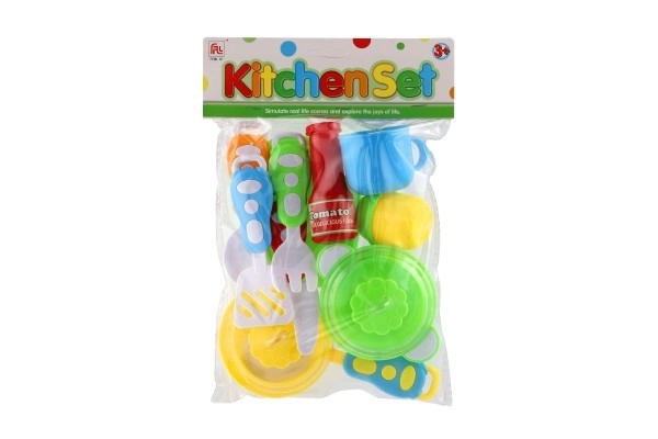 Set van plastic serviesgoed in zak 18,5x26x6cm