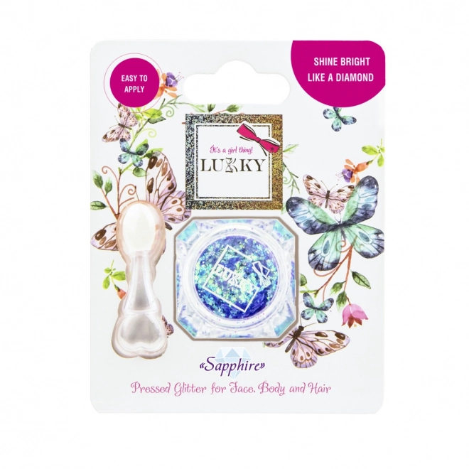 Lukky glitter met applicator voor gezicht, lichaam en haar - saffier