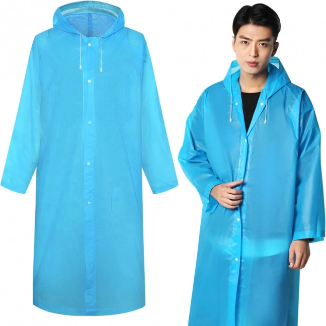Unisex regenponcho met capuchon EVA, blauw