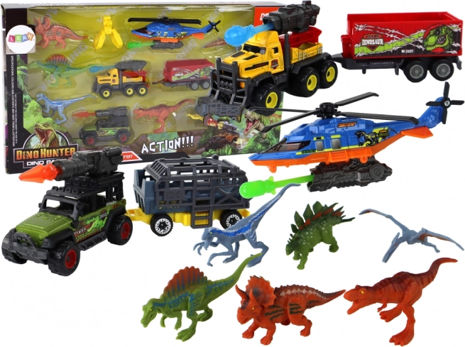 Set voertuigen Helikopter Dinosaurussen 6 stuks Kleurrijk
