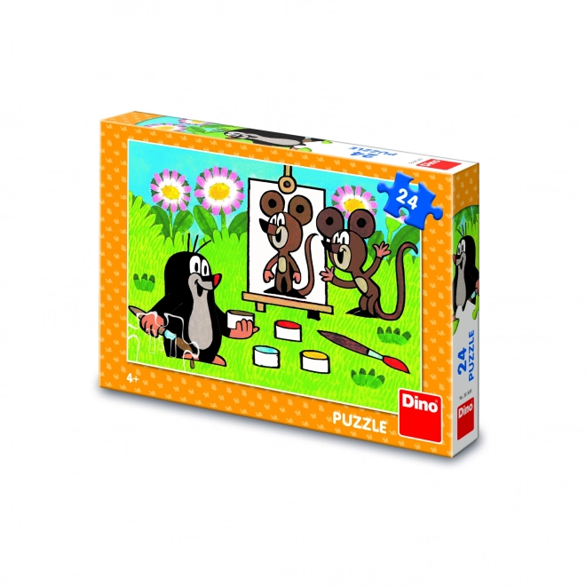 Puzzel Krtek als schilder 26x18cm 24 stuks in doos 27x19x4cm