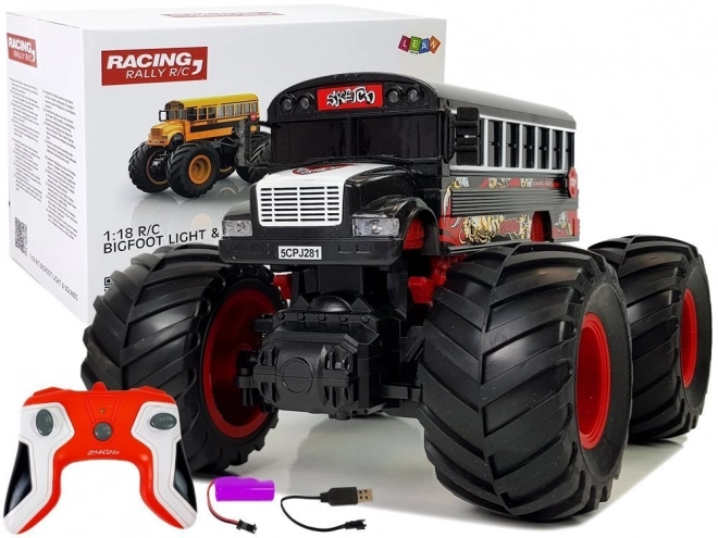 Race monster voertuig zwarte bus