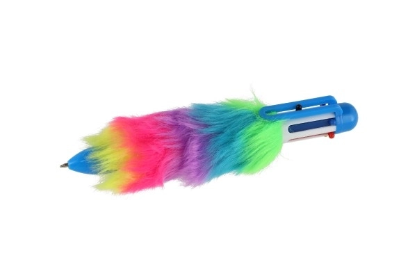 Teddies kleurrijke pluchen pen met kwastjes