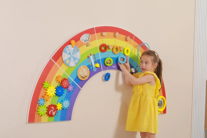 Houten Montessori wandpaneel - regenboog