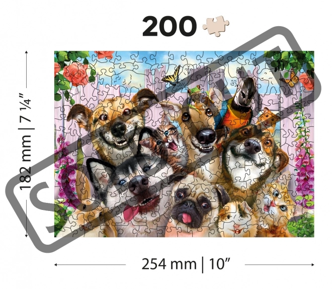 Houten Stad Houten Puzzel Gekke Huisdieren 2-in-1, 200 Stukken ECO