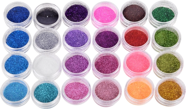 24 sprankelende glitters voor creatieve combinaties