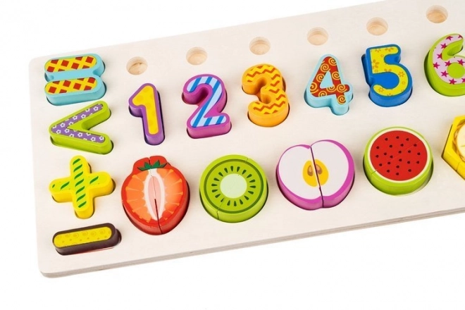 Houten educatief speelgoed met cijfers en fruit