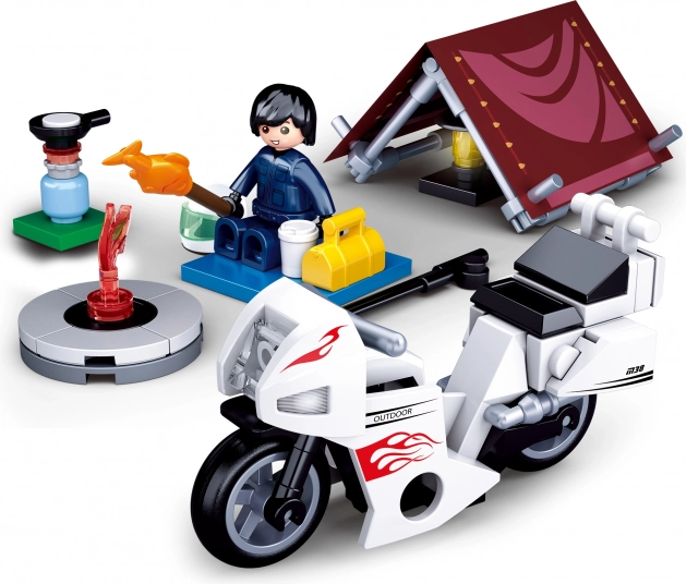 Sluban Town motorrijder op de camping bouwset