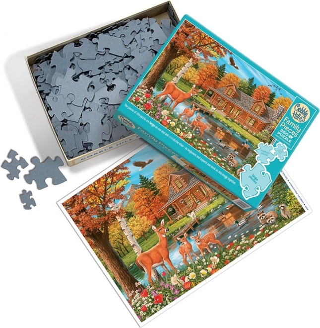 COBBLE HILL Familie puzzel Vijver bij de hut 350 stukjes