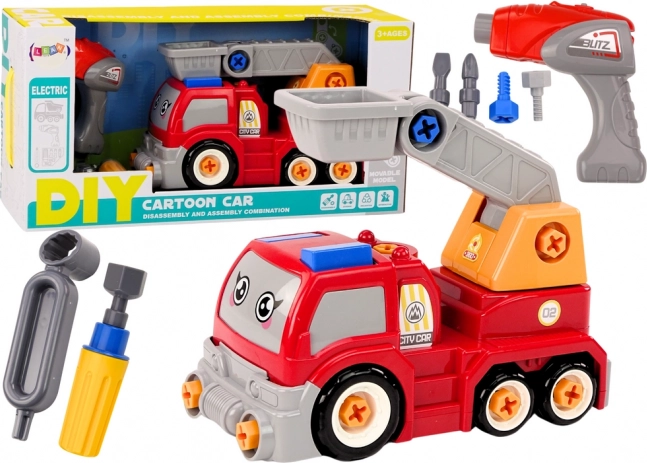 Getekende DIY-kraanvrachtwagen – rood