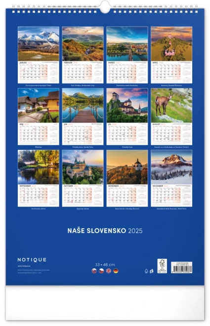 Wandkalender Ons Slowakije 2025, 33 × 46 cm
