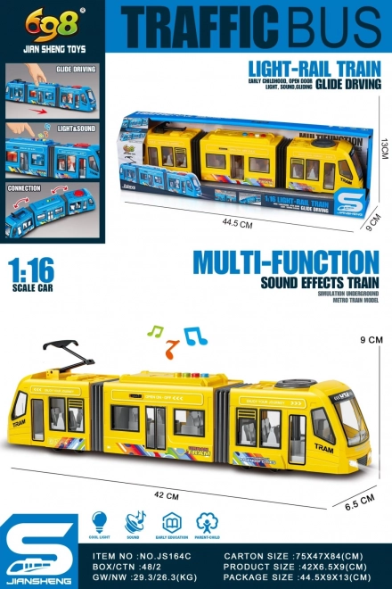 Gele tram voor binnengebruik