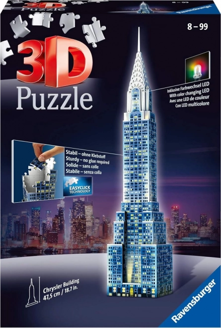 RAVENSBURGER Verlicht 3D puzzel Nachteditie Chrysler Building 216 stukjes