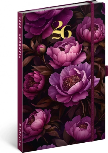 Agenda en notitieboek NOTIQUE Planbook Paarse bloemen 2026