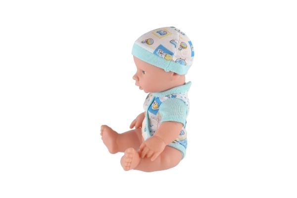 Baby/pop hard lichaam plastic 25 cm op batterijen met geluid 3 soorten in plastic tasje 13x28x7cm