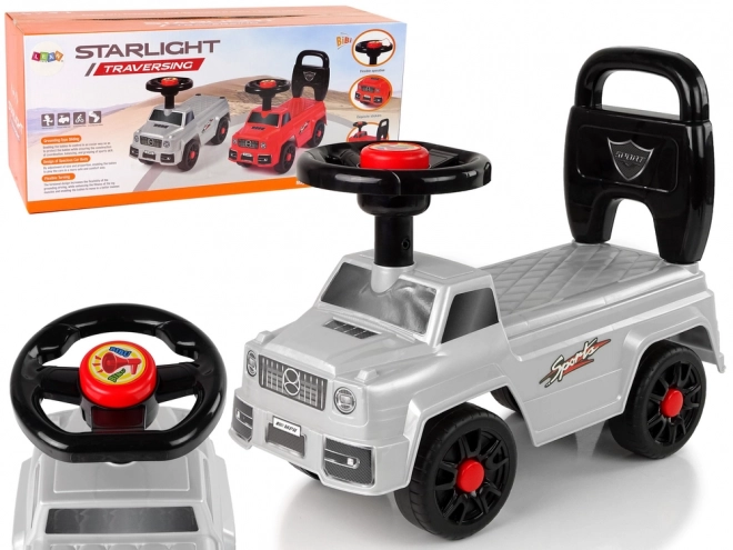 Kinder loopauto QX-5500 zilver met claxon en rugleuning
