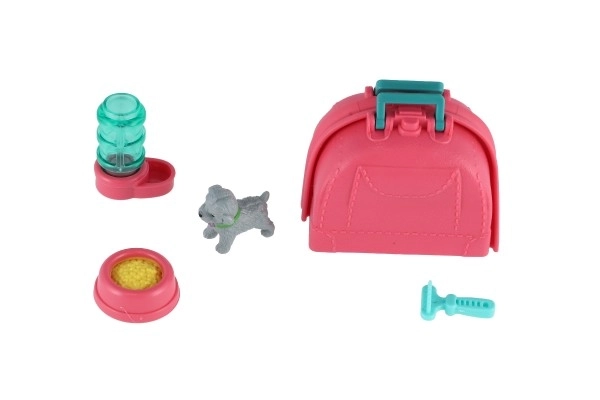 Mazlíček hond met draagbare doos en accessoires