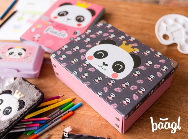 BAAGL Opvouwbare schoolkoffer Panda met beslag