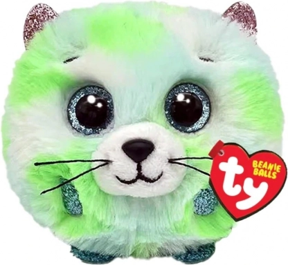 Pluchen knuffel TY Beanie Balls kat groen