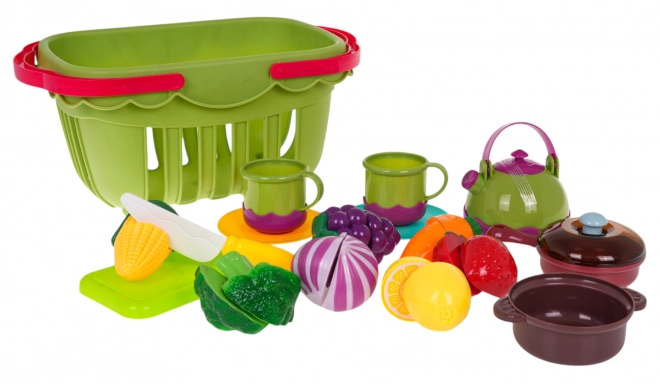 Picknickmand met fruit en groente voor kinderen