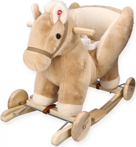 Schommelpaard Pegas beige met zitje en wieltjes