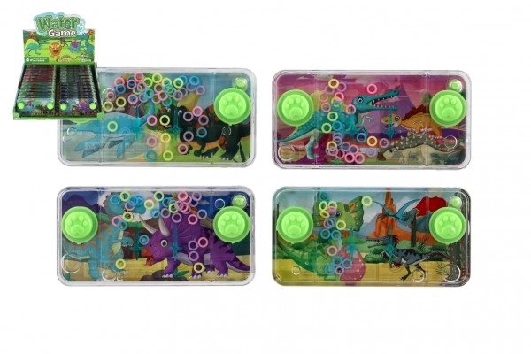 Water spel puzzel 11x6cm plastic dinosaurus 4 soorten 24st in doos