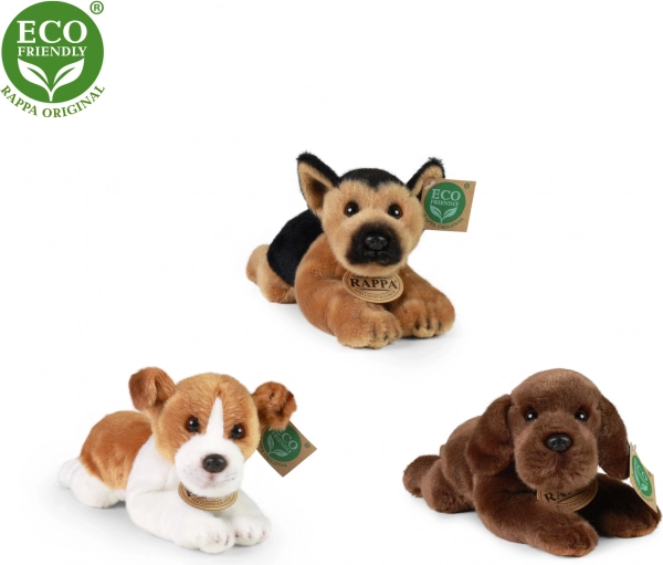 Pluche liggende hond 18 cm eco‑friendly – niet‑werkend geluid