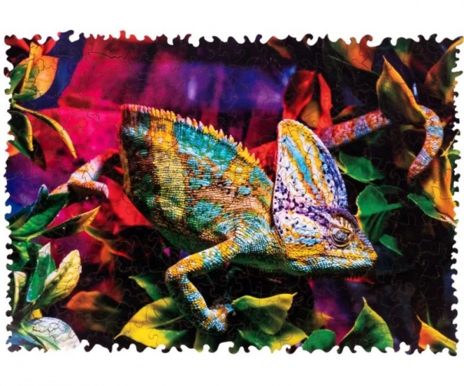 HOUTEN KLEURIGE PUZZLE - Geweldige kameleon