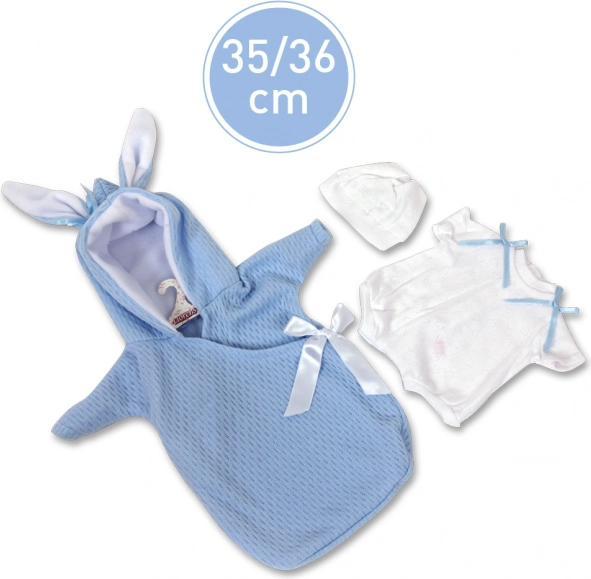 Llorens outfit voor pop New Born 35–36 cm met capuchon en oortjes
