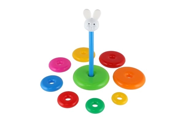 Stapelspel piramide met plastic ringen 28cm ass. 2 soorten in net 12m+