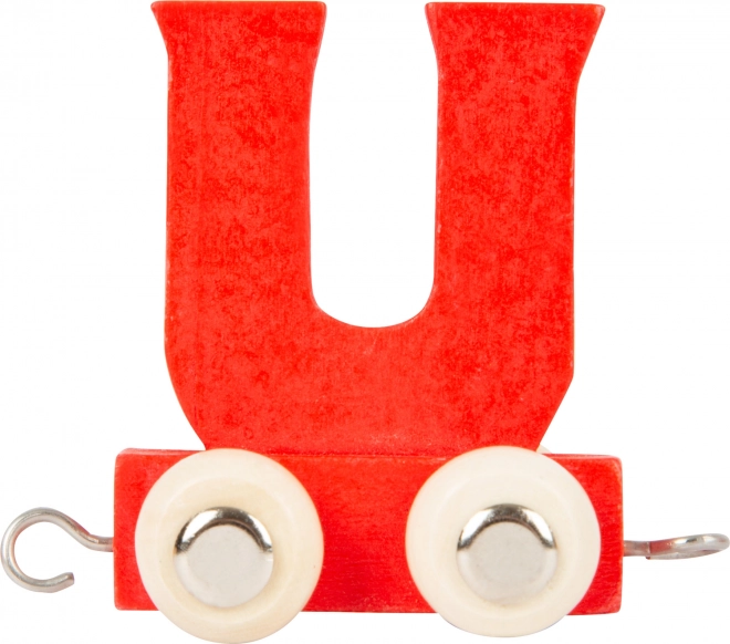 small foot houten treintje – letter U, kleurrig wagonnetje