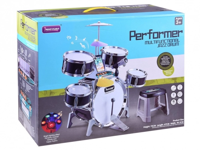 Kinder drumstel met microfoon en muziekpaneel