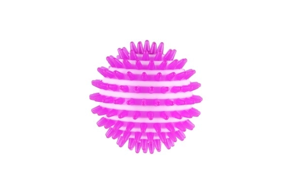 Massage anti-stress bal rubber 8 cm op batterijen met licht 6 stuks in doos