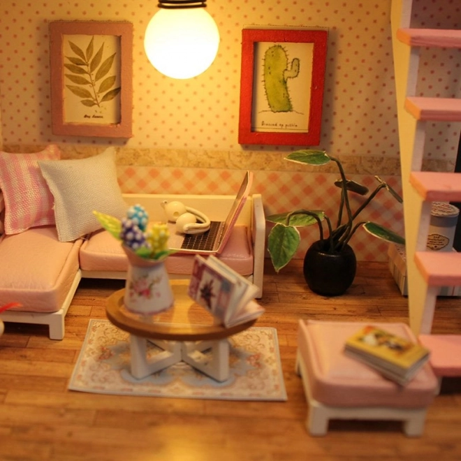 Houten poppenhuis met LED-verlichting