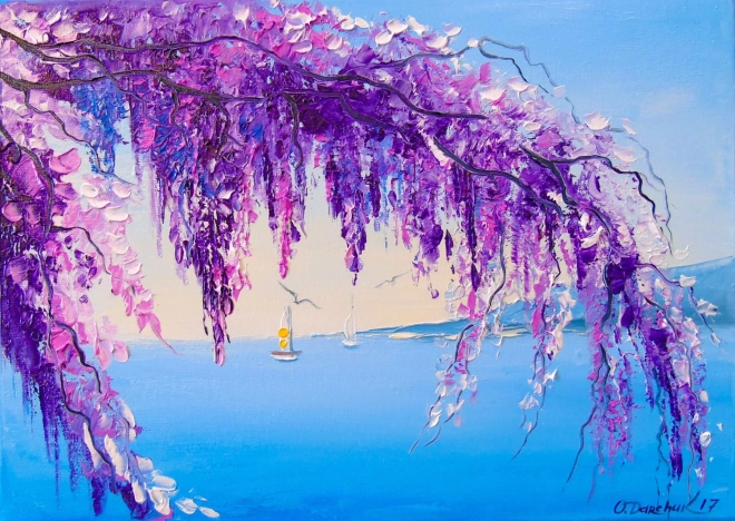 Puzzel Wisteria aan zee 1000 stukjes ENJOY
