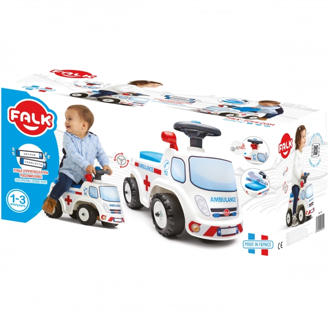 FALK Loopfiets Ambulance met opklapbaar zadel en toeter op het stuur