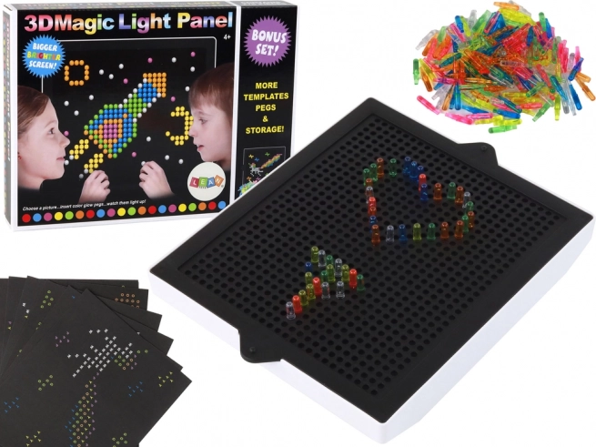Magische verlichte 3D-plaat met pinnetjes, 276 stuks