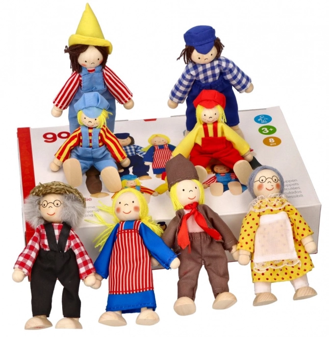 Goki Poppen voor poppenhuis boerderijfamilie