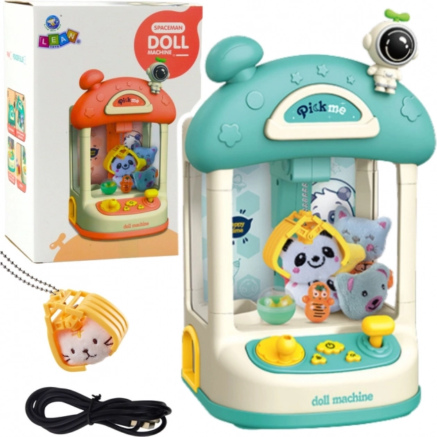 Slim kinderspel met grijpmachine – blauwe automaat voor het vangen van knuffels en balletjes