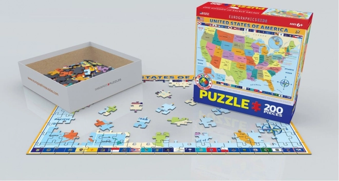 EUROGRAPHICS Puzzel Kaart van de Verenigde Staten van Amerika 200 stukjes