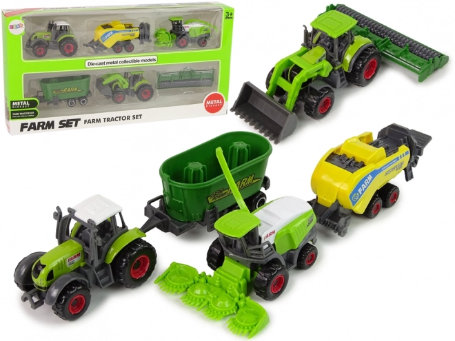 Set van 6 landbouwvoertuigen Tractor Combineer Metaaldelen