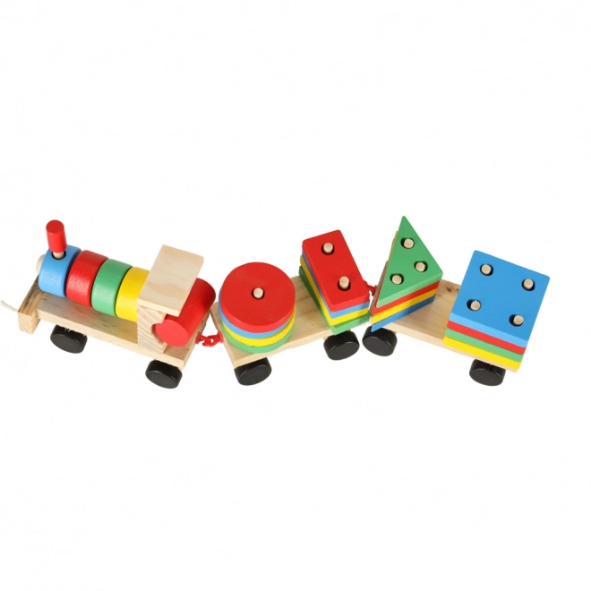 Houten treintje met vormen