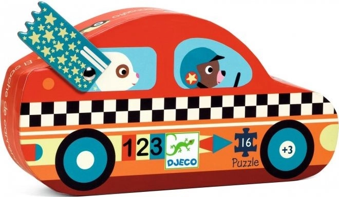 Puzzel Raceauto met 16 stukjes