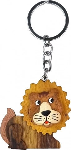 Houten sleutelhanger Leeuw