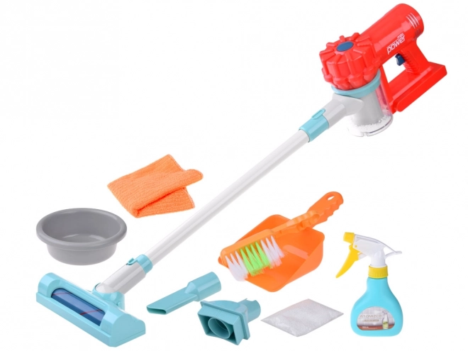 Kinderschoonmaakset met draadloze stofzuiger en stoffer