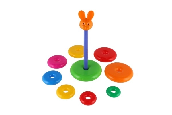 Stapelspel piramide met plastic ringen 28cm ass. 2 soorten in net 12m+