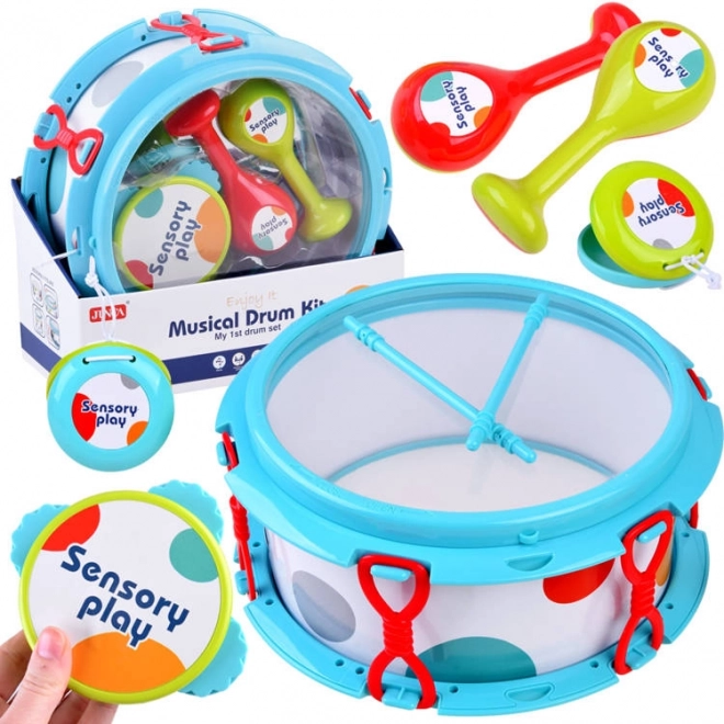Set muzikale instrumenten tamboerijn maracas