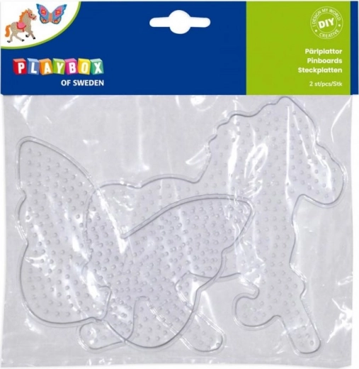 Playbox onderleggers voor strijkkralen – vlinder en paard, 2 stuks