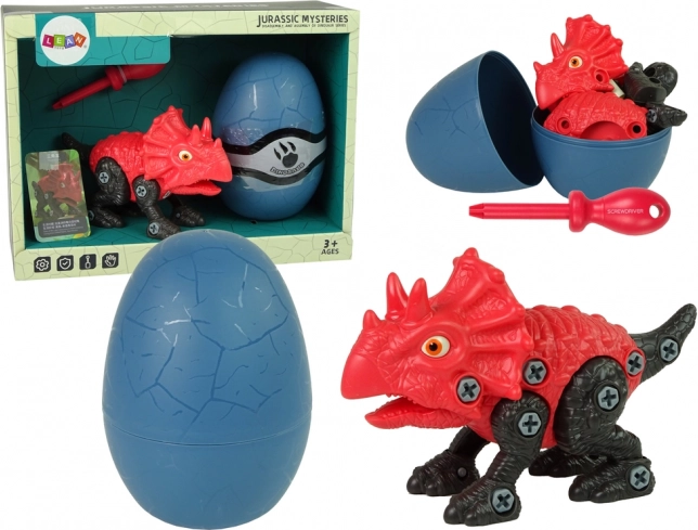 bouwset dinosaurus triceratops met ei en schroevendraaier