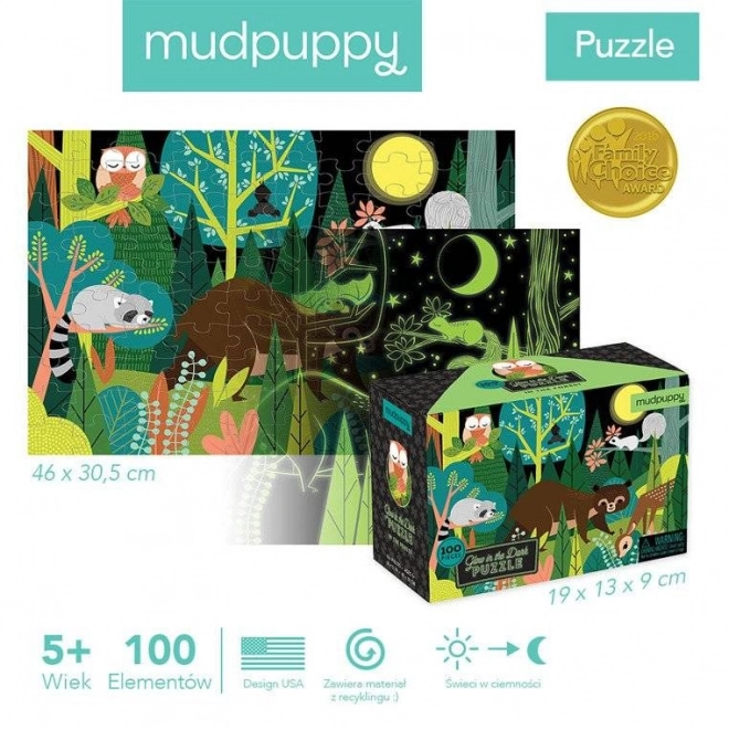 Mudpuppy - puzzel Schitterend in het Donker Boswereld 100 stukjes